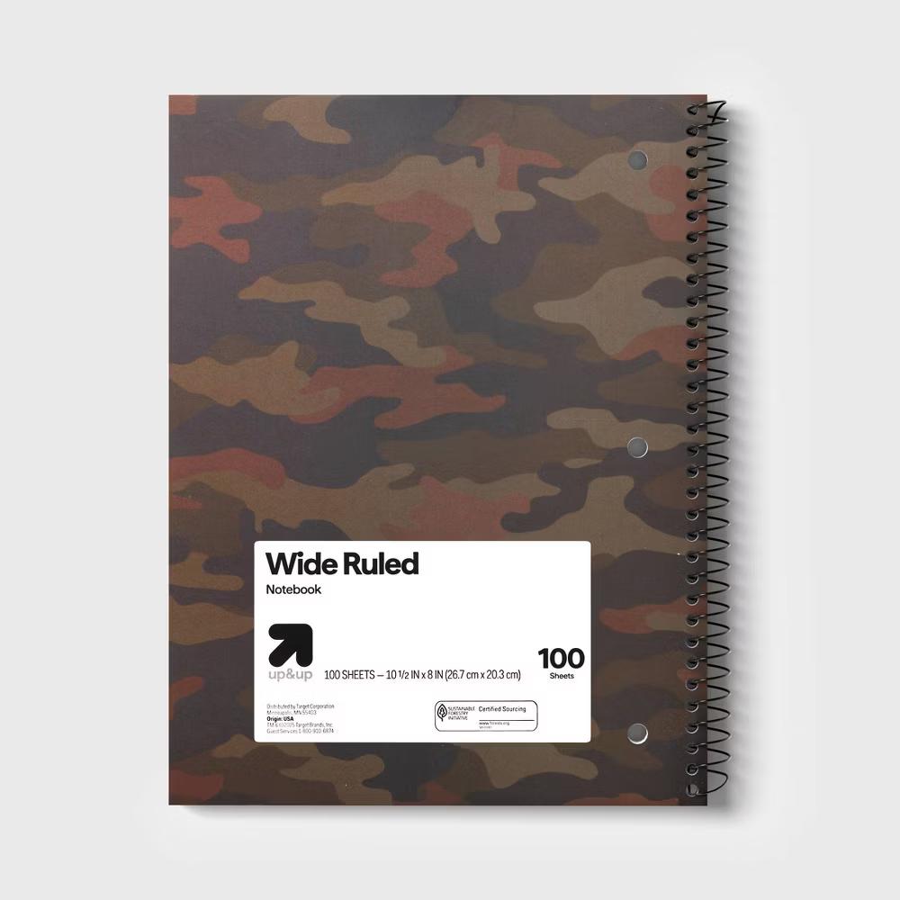 Camo Matte 7.5"x10.5" Soft Touch Wide Ruled Spiral Paper Notebook Green - Image 3
