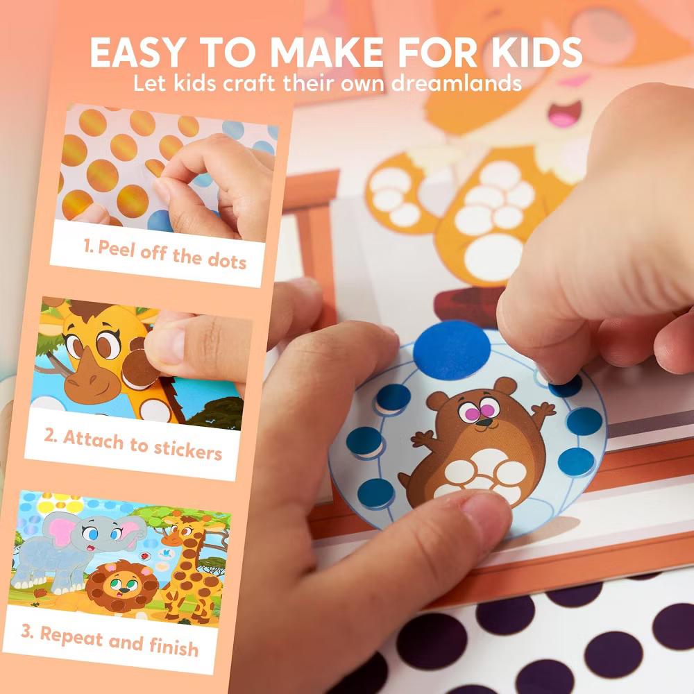 Animal Dot Art Kit for Kids Age 3-7 No Mess Sticker DIY Craft Creative Activity Travel Toy Birthday Christmas Gifts School Prize for Boys Girls - Image 3