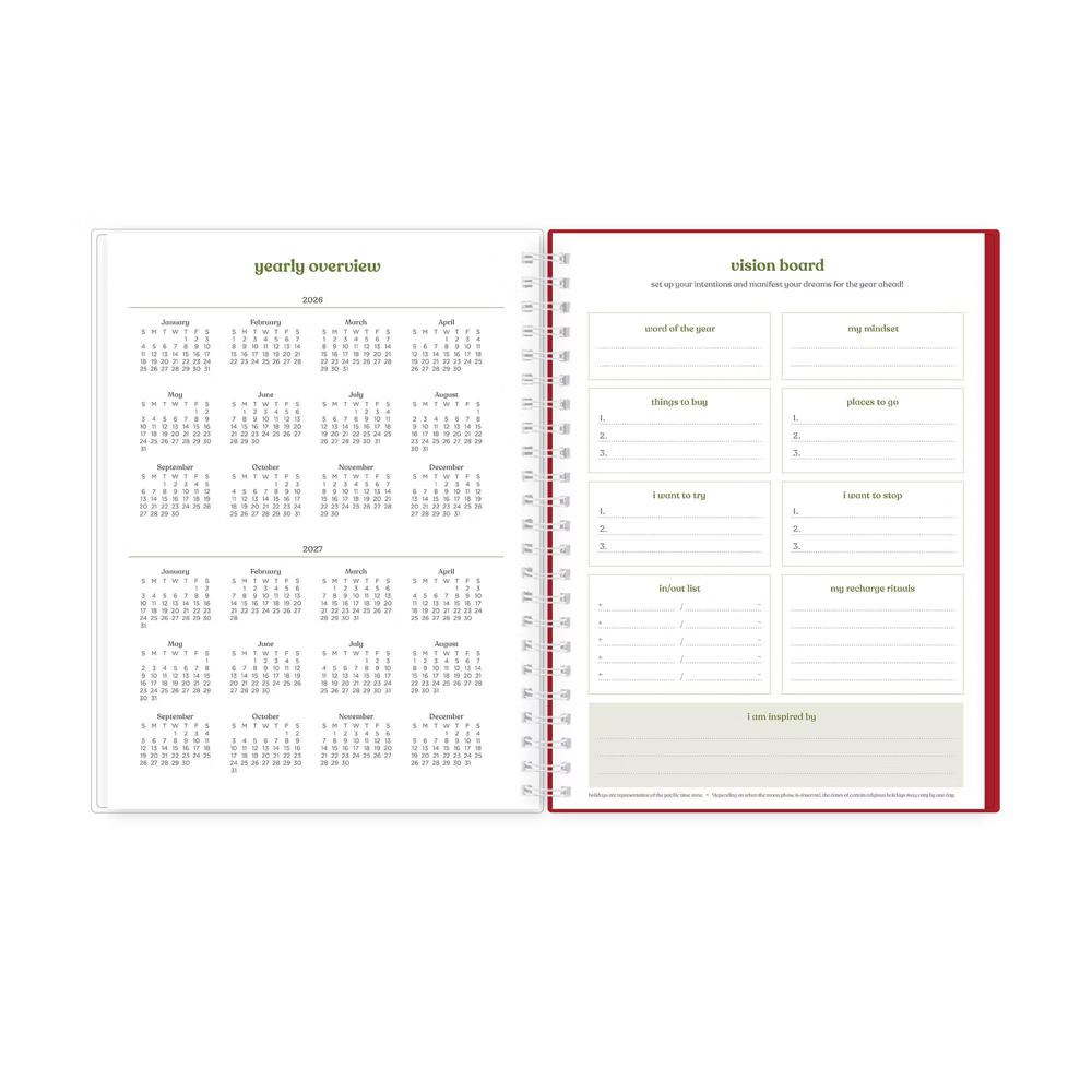 Day Designer 6"x8" 2026-2027 Weekly/Monthly Lila Planner Painted Gingham Red Smooth Frosted Wirebound
