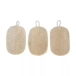 Double Layer Loofah Dish Sponge with Hanging Loop 3 Pcs