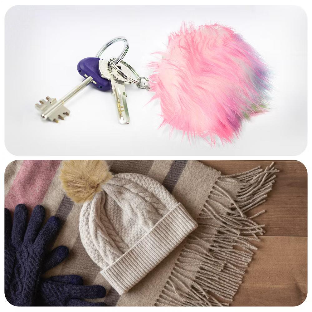 Fluffy Soft Elastic Faux Fur Pom Poms for Hats DIY Scarves Gloves 14 Pcs - Image 9