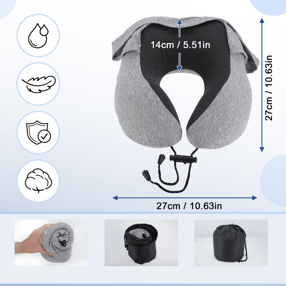 Travel Neck Pillow with Extra Large Hood 1 Set - Image 14