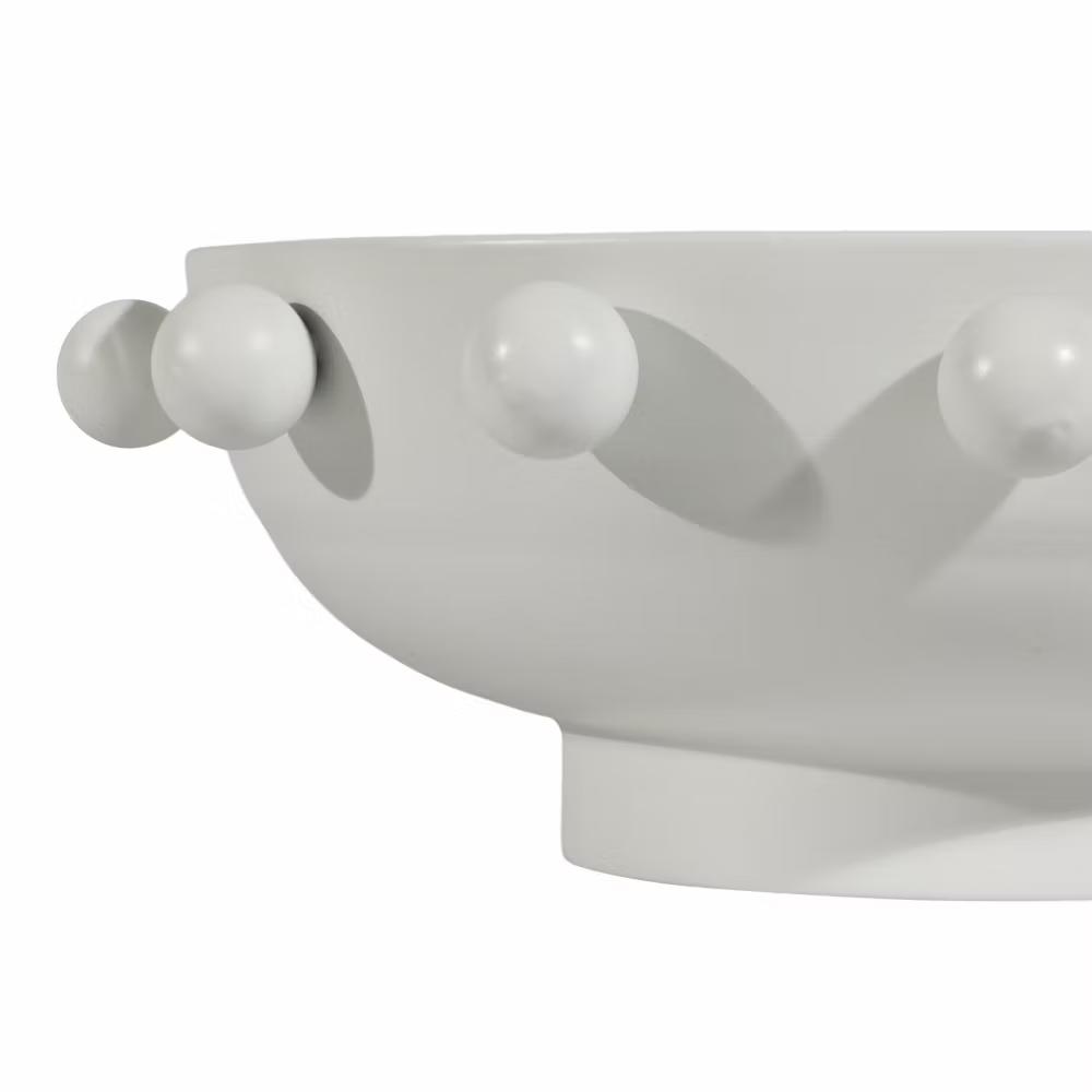 Modern Round Bowl with Knobs for Coffee Table Decor - Decorative Centerpiece Table Decorations for Home Decor Accents - 4.25", White - Image 9
