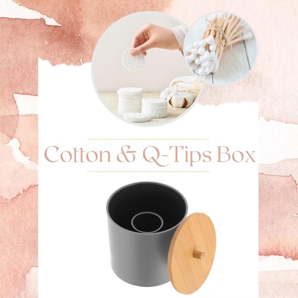 French Home Goods Cotton Pad & Q-Tip Holder with Bamboo Lid - Image 9