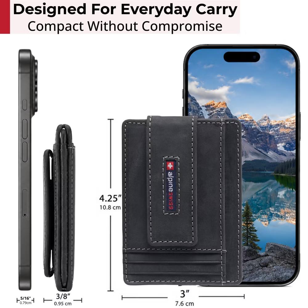 Alpine Swiss Harper Mens RFID Slim Money Clip Front Pocket Wallet Minimalist Leather ID Card Holder - Image 47