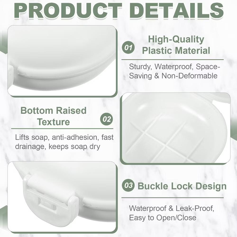 Soap Dish, Portable Travel Soap Box Waterproof Holder Case Round - Image 14