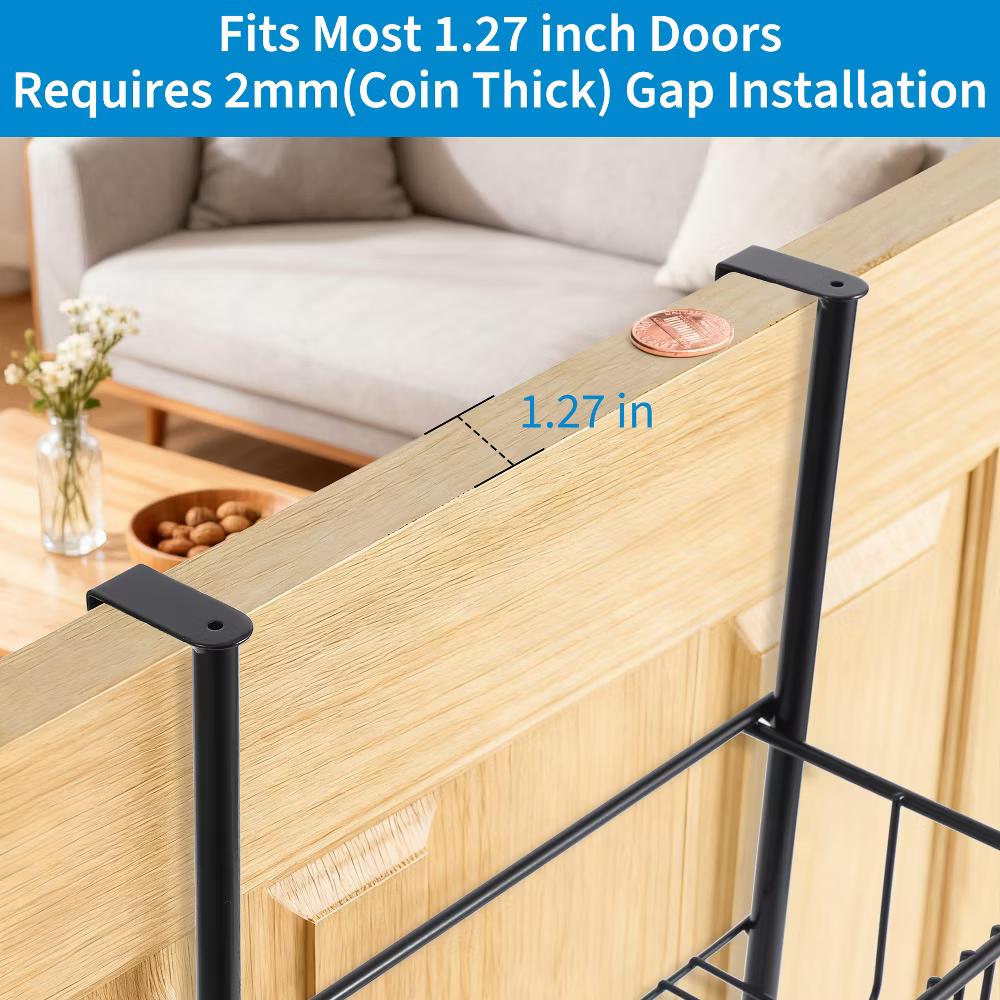 Over The Door Organizer, 2-Tier Metal Shower Caddy with 6 Hooks, Adjustable Hanging Storage - Image 6