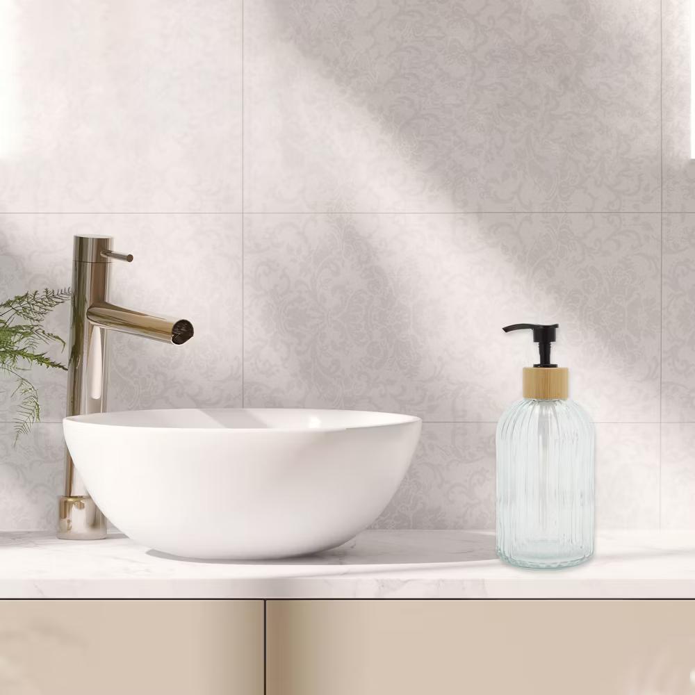 Round Bottom Vertical Stripe Soap Dispenser 13.53oz 1 Pc - Image 5