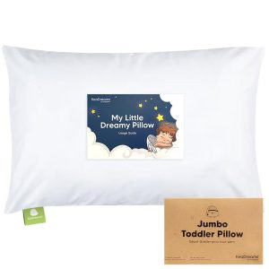 Jumbo Toddler Pillow with Pillowcase, 14X20 Soft Organic Toddler Pillows for Sleeping, Kids Travel Pillow