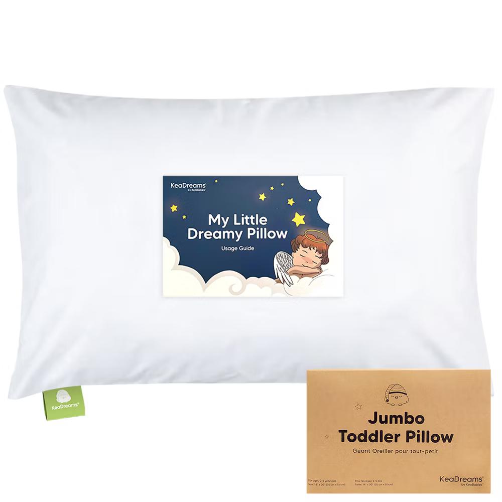 Jumbo Toddler Pillow with Pillowcase, 14X20 Soft Organic Toddler Pillows for Sleeping, Kids Travel Pillow