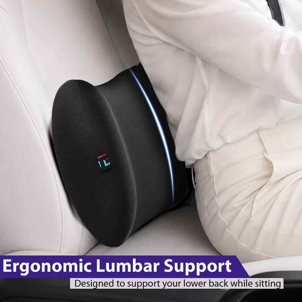 Lumbar Support Pillow for Office Chair, Gaming & Wheelchair, Memory Foam Lower Back Support Cushion, Ergonomic Lumbar Support for Car, Black - Image 4