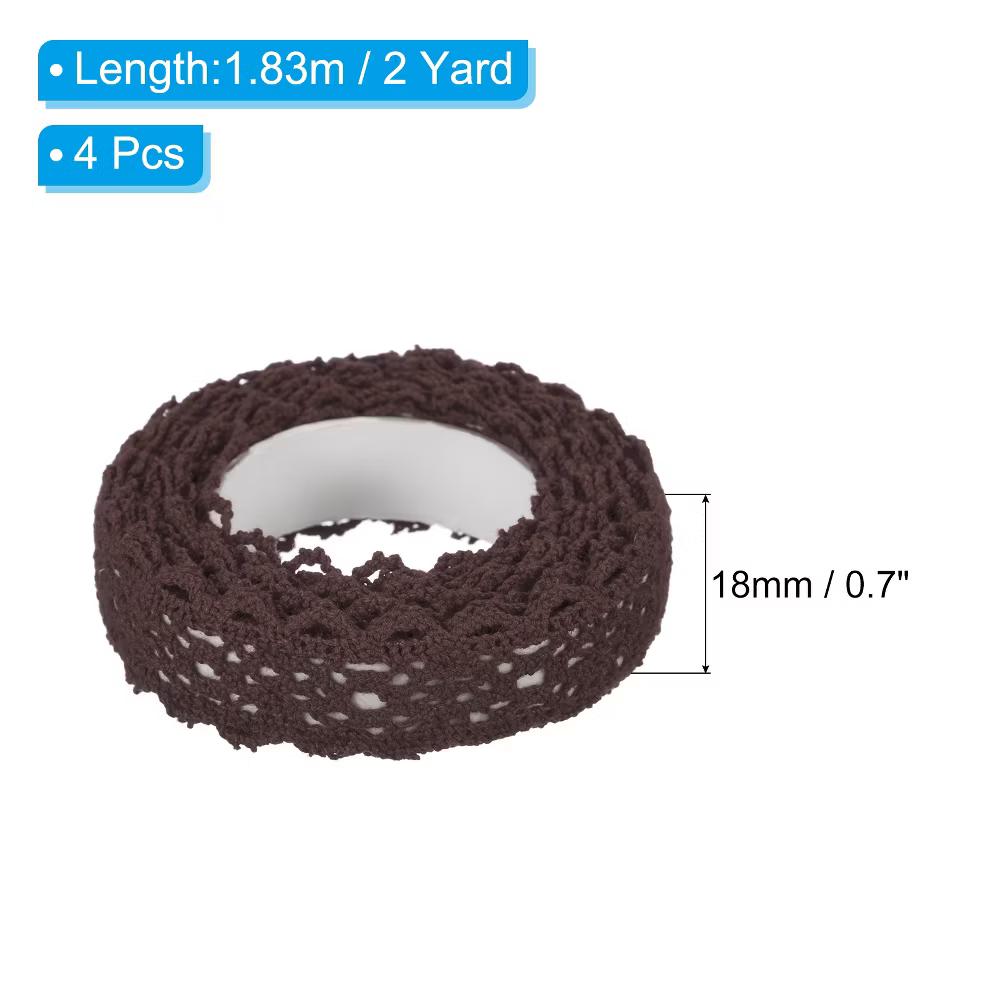 Cotton Self-Adhesive DIY Craft Decorative Lace Ribbon Tapes 0.7" 2 Yards 4 Pcs - Image 10