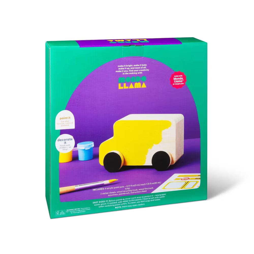 Paint-Your-Own Wooden Vehicles - DIY Art Kit with Stickers & Acrylic Paint for Kids 4 - Image 3