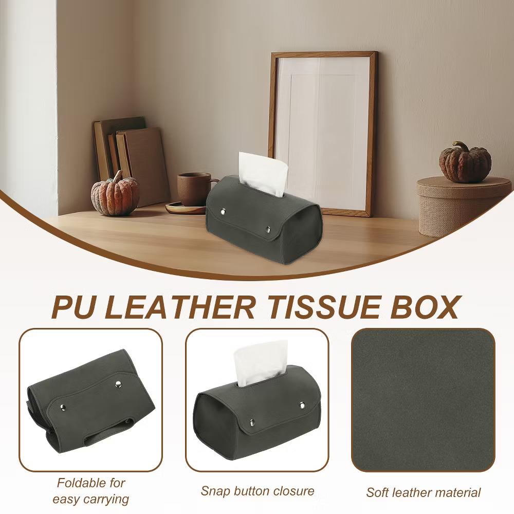 PU Leather Home Car Office Decorative Rectangular Tissue Box Cover - Image 14