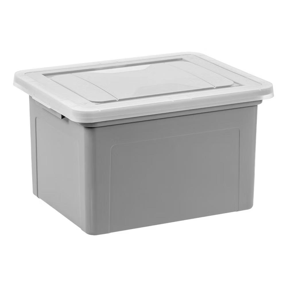 32qt 3pk Letter Plastic File Box: Hanging File Folders Storage Bin, File Organizer, Gray, No Assembly Required - Image 2