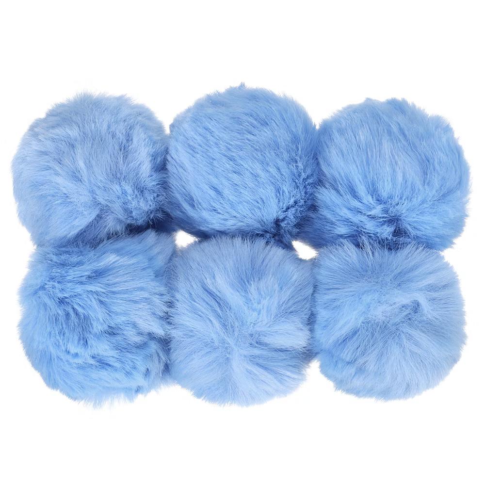 Fluffy Soft Elastic Faux Fur Pom Poms for Hats Scarves Gloves 6 Pcs - Image 5