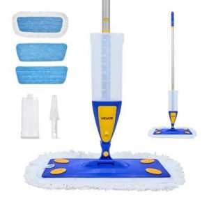 VEVOR Spray Mop, with 3 Washable Pads for Dry and Wet Floor Cleaning and a 27oz Refillable Water Tank, Microfiber Dust Wet Mop, Blue