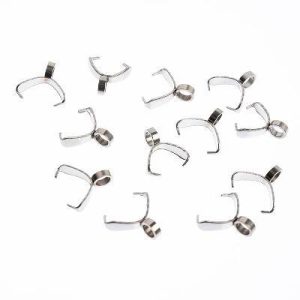 12pcs (9mm) Stainless Steel Pinch Bail Jewelry Findings Kit