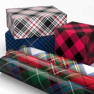 Plaid Wrapping Paper with Cutlines on Reverse