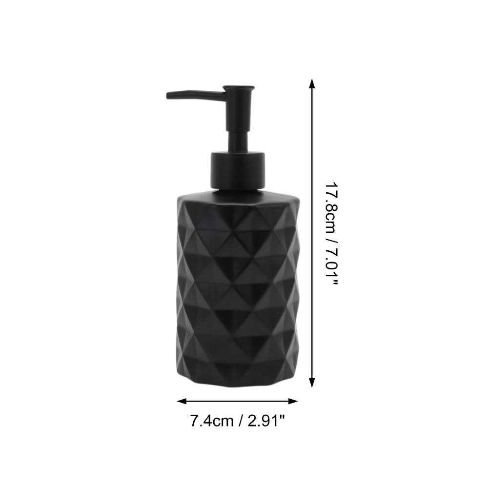 Round Bottom Diamond Pattern Soap Dispenser 13.53oz Black 1 Pc - Image 6