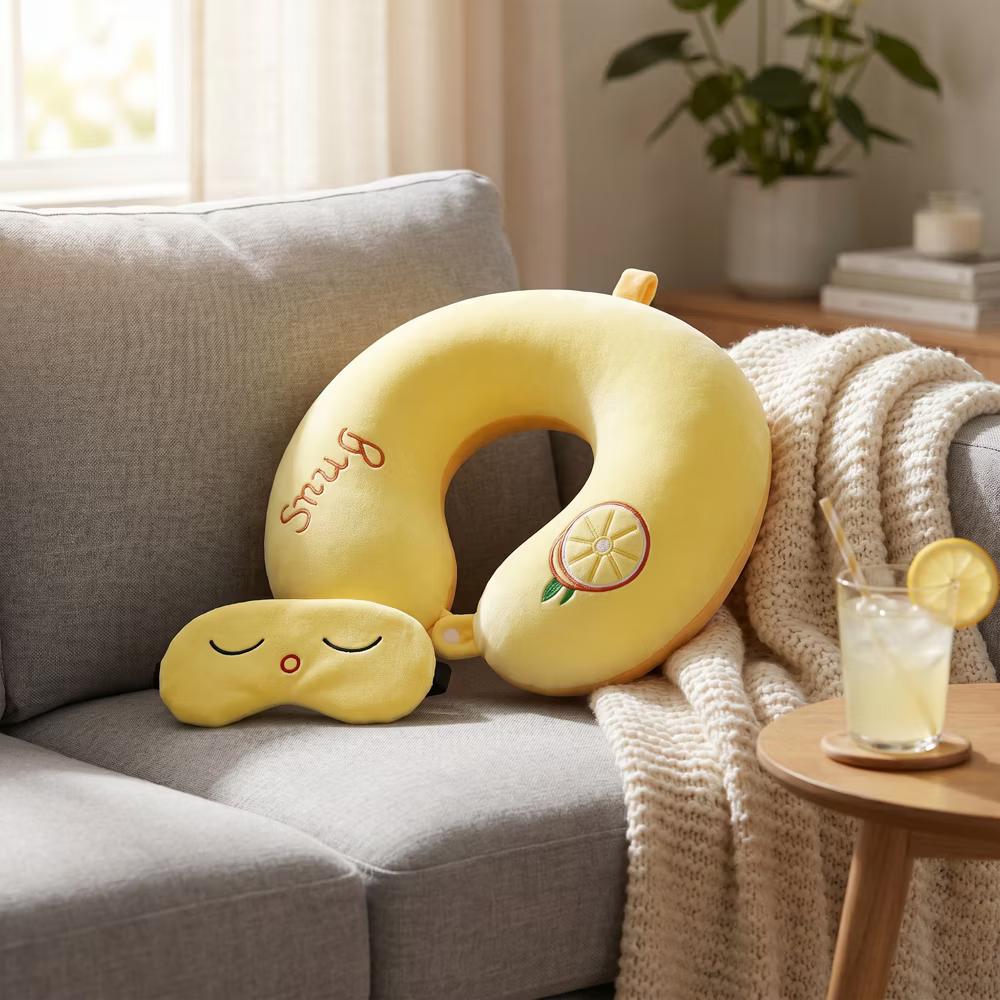 U‑Shape Memory Foam Travel Pillow Set with Decor Embroidery and Eye Mask 1Pc - Image 20