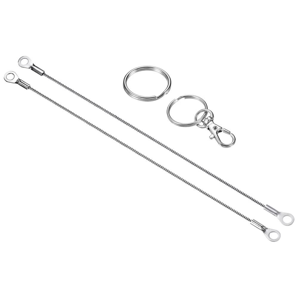 Lanyard Cable Rope with Key Ring Keychains Silver 4 Pcs - Image 38