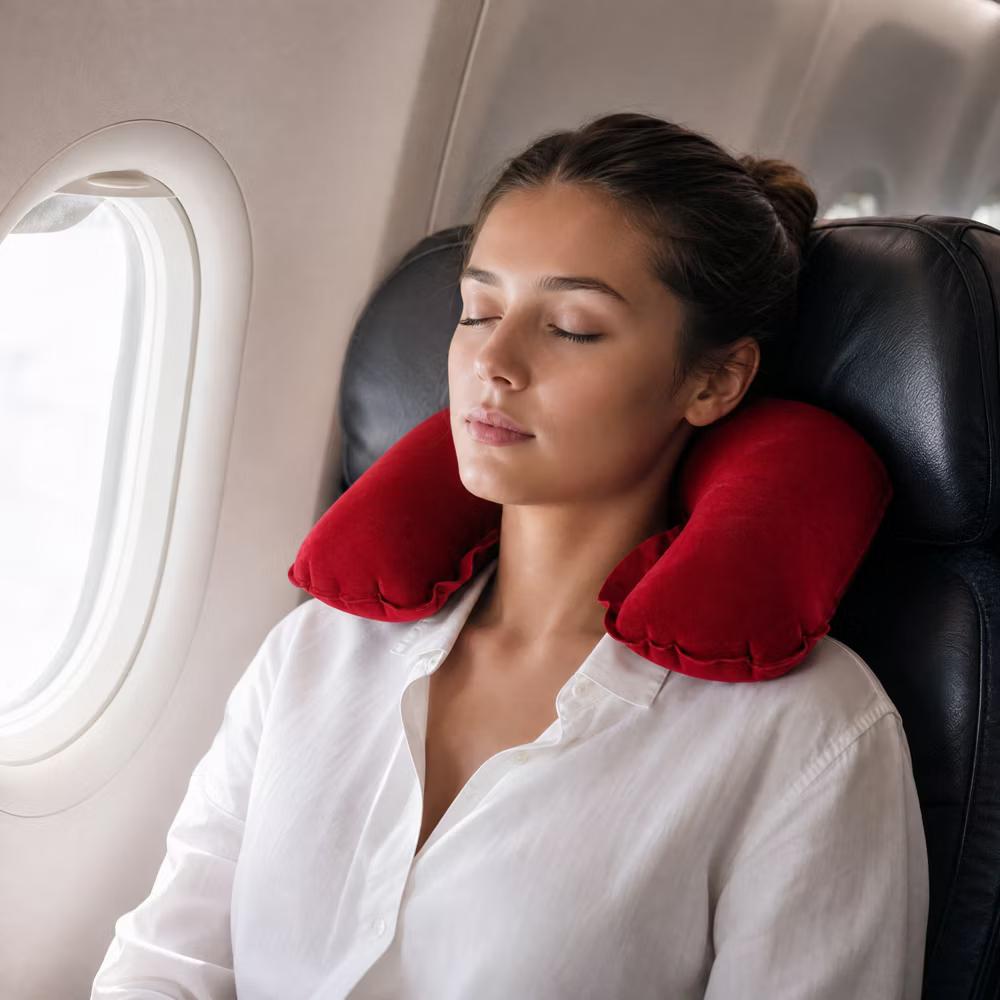 Comfortable Inflatable Travel Pillow with Eye Mask Earplugs 1 Set - Image 38