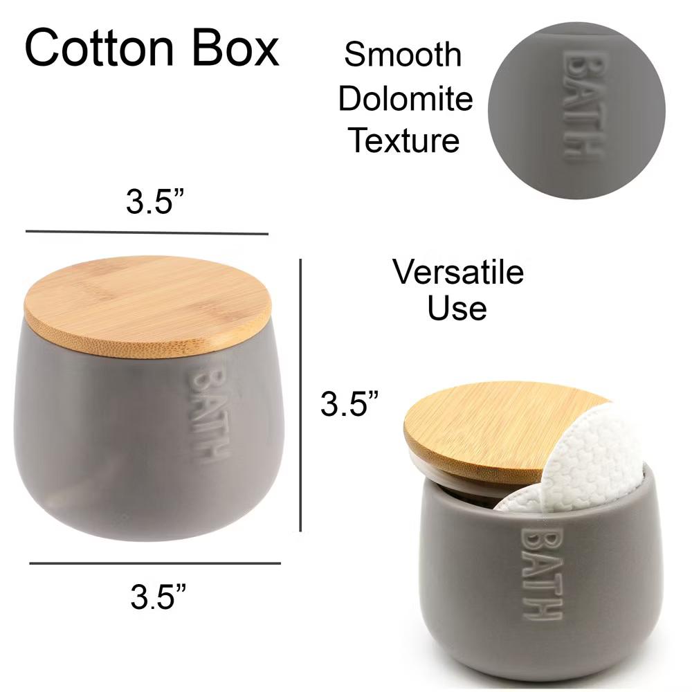 French Home Goods Dolomite Cotton Box with Bamboo Lid - Stylish Storage for Bathroom & Vanity - Image 9