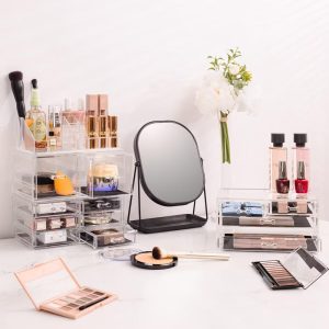 4 Piece 12 Drawers Makeup Storage Case - Spacious Design - Great for Bathroom, Dresser, Vanity and Countertop