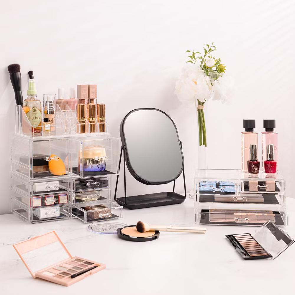 4 Piece 12 Drawers Makeup Storage Case - Spacious Design - Great for Bathroom, Dresser, Vanity and Countertop