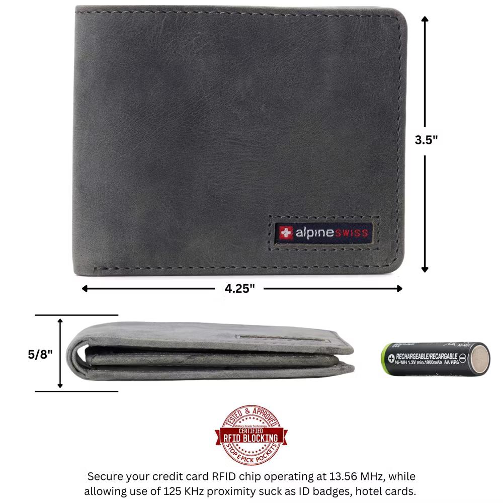 Alpine Swiss Connor Executive Bifold Wallet | Business Passcase for Men | Premium Leather | Dual ID Windows | RFID Blocking | Gift Box Included - Image 33