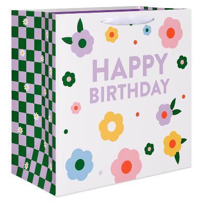 Jumbo Birthday Gift Bag, Happy Birthday Floral 1 Bag 15"x15" - Designed by Spaghetti and Meatballs - Image 2