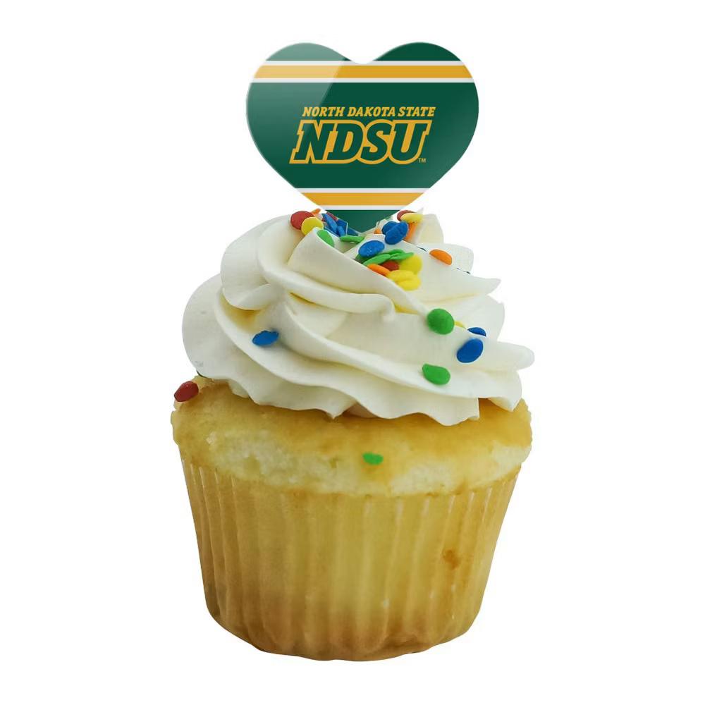 North Dakota State NDSU Stripes Heart Love Cupcake Picks Toppers Decoration Set of 6 - Image 7