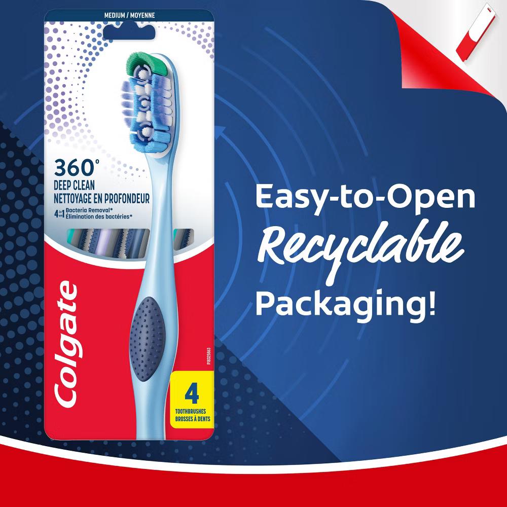 360 Deep Clean Manual Toothbrush - Medium - 4ct - Image 12