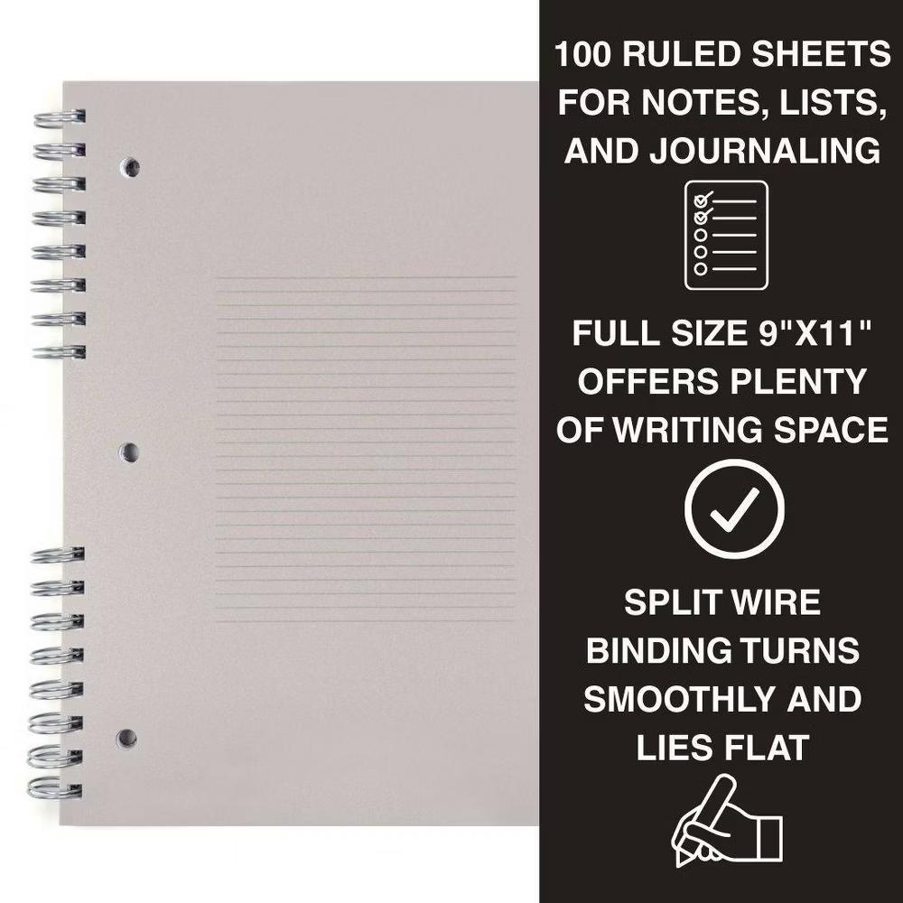 100pg 1 Subject College Ruled Notebook - 9" 11", Split Wire Binding, Warm Gray - Image 2