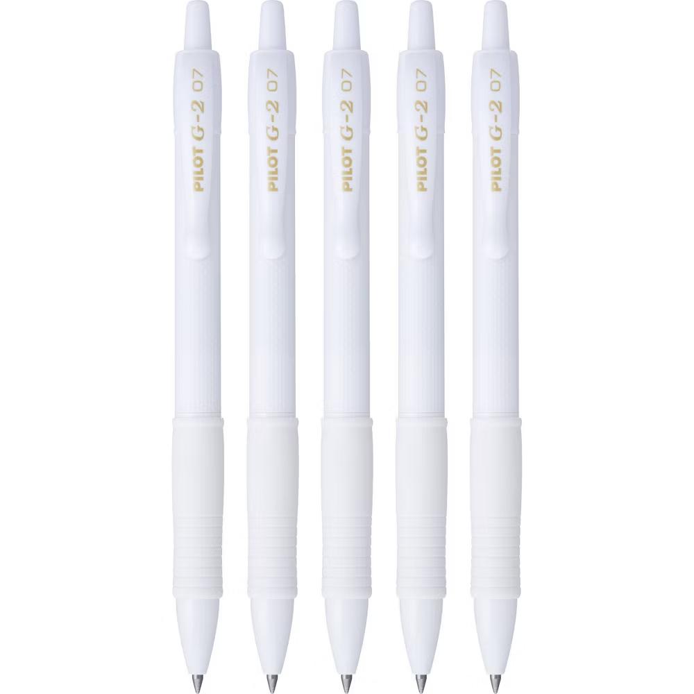 G2 Gel 5pk Edge White Barrel Gel Pens Fine Point 0.7mm Black Ink - Image 2