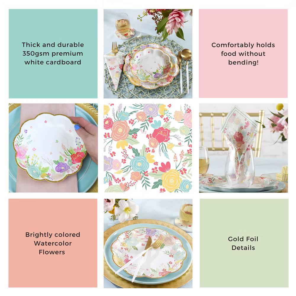 Garden Blooms 62 Piece Party Tableware Set (16 guests) | 00260NA-KIT - Image 5