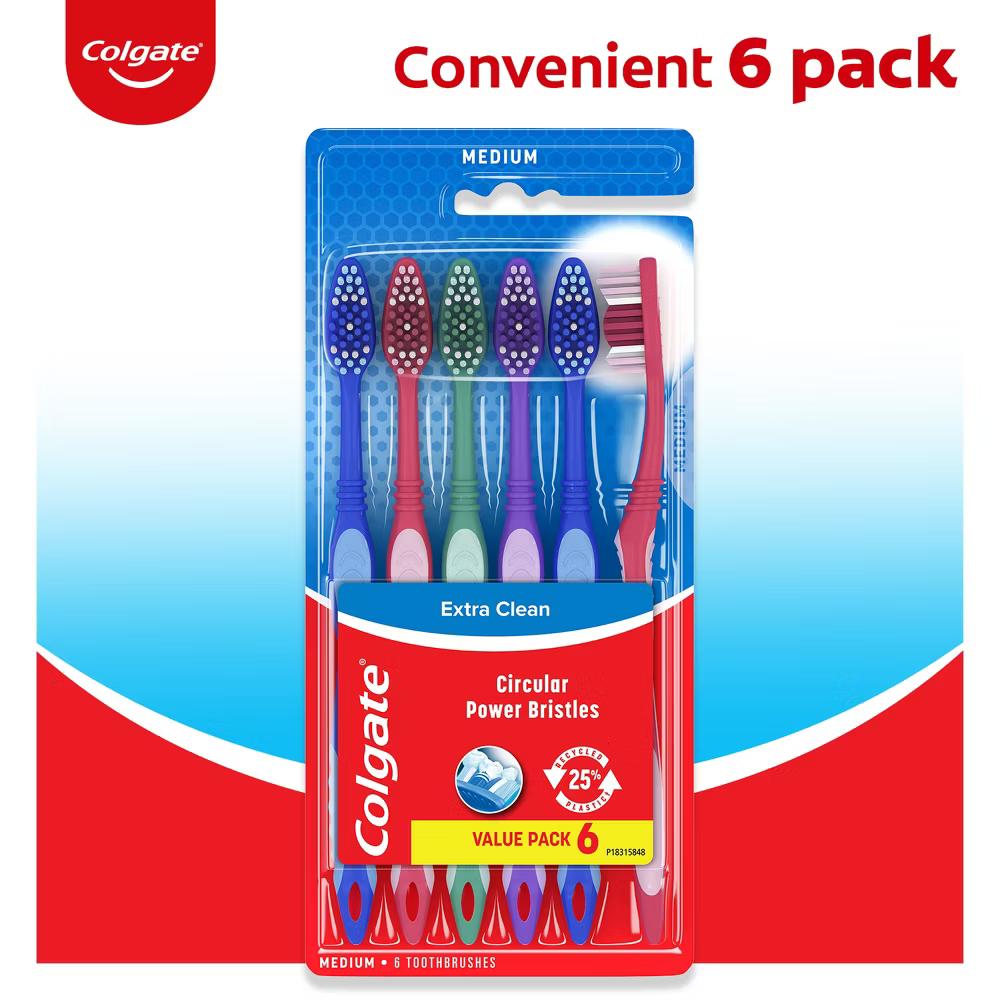 Extra Clean Manual Toothbrush Medium - 6ct - Image 4