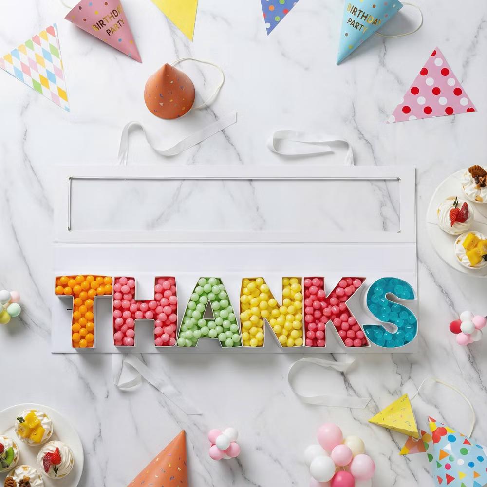 Cook With Color 2"x28" 'Thanks' Word Gift Box White - Image 5
