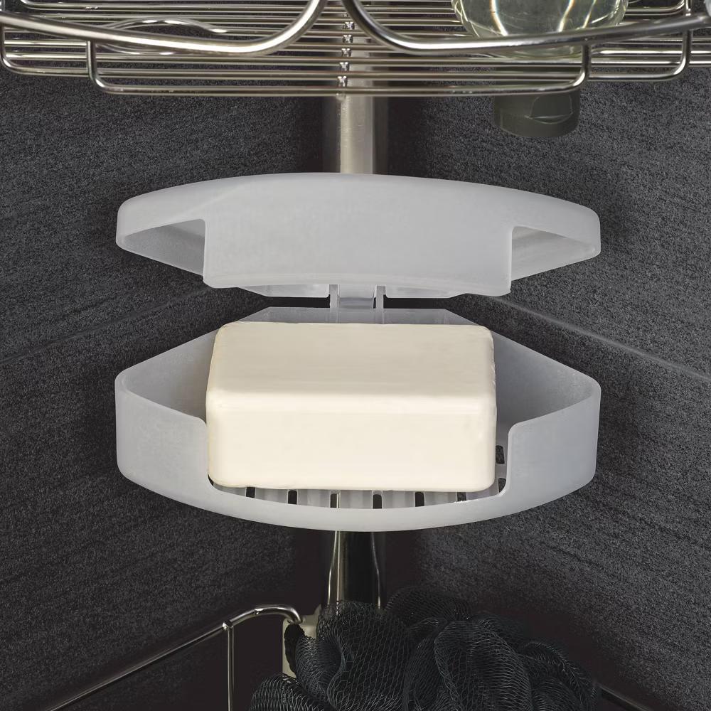 Corner Tension Pole Shower Caddy Stainless Steel - Zenna Home: Rustproof Metal Bath Organizer, 4 Shelves, Adjusts 5' to 9' - Image 3