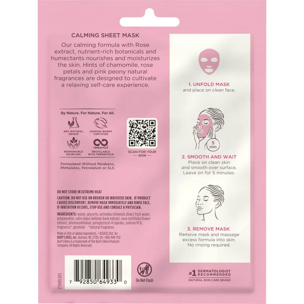 Burt's Bees Calming Face Sheet Mask - Rose - Image 2
