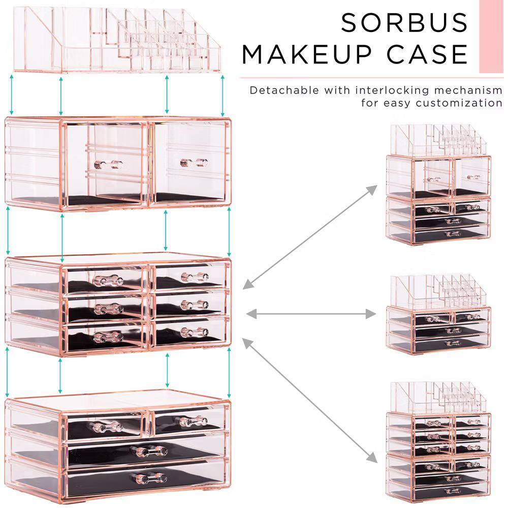 Large Makeup Organizer Case - 4 Piece Set (12 Drawers) - Image 9