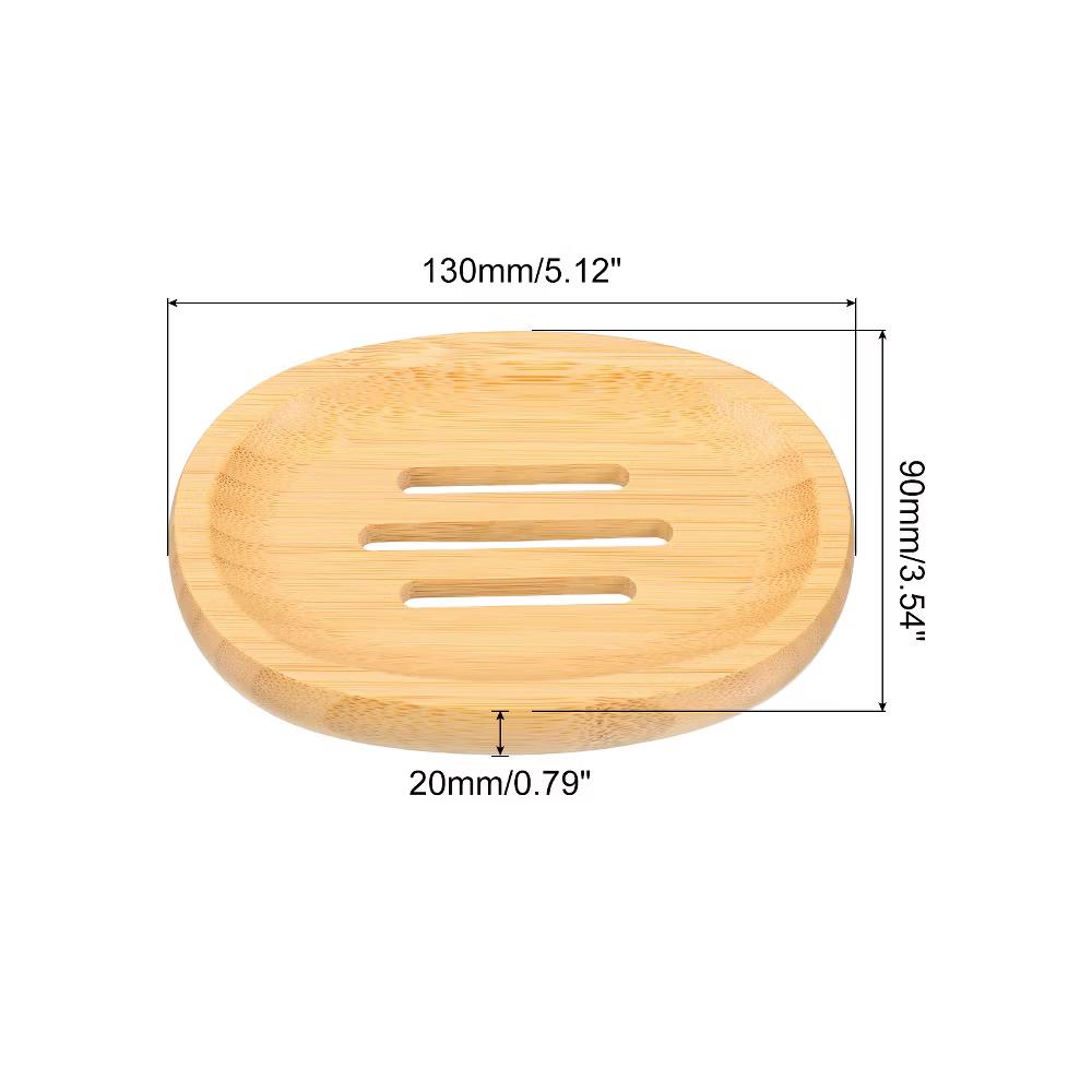 Natural Bamboo Self-Draining Smooth Bathroom Soap Dish - Image 4