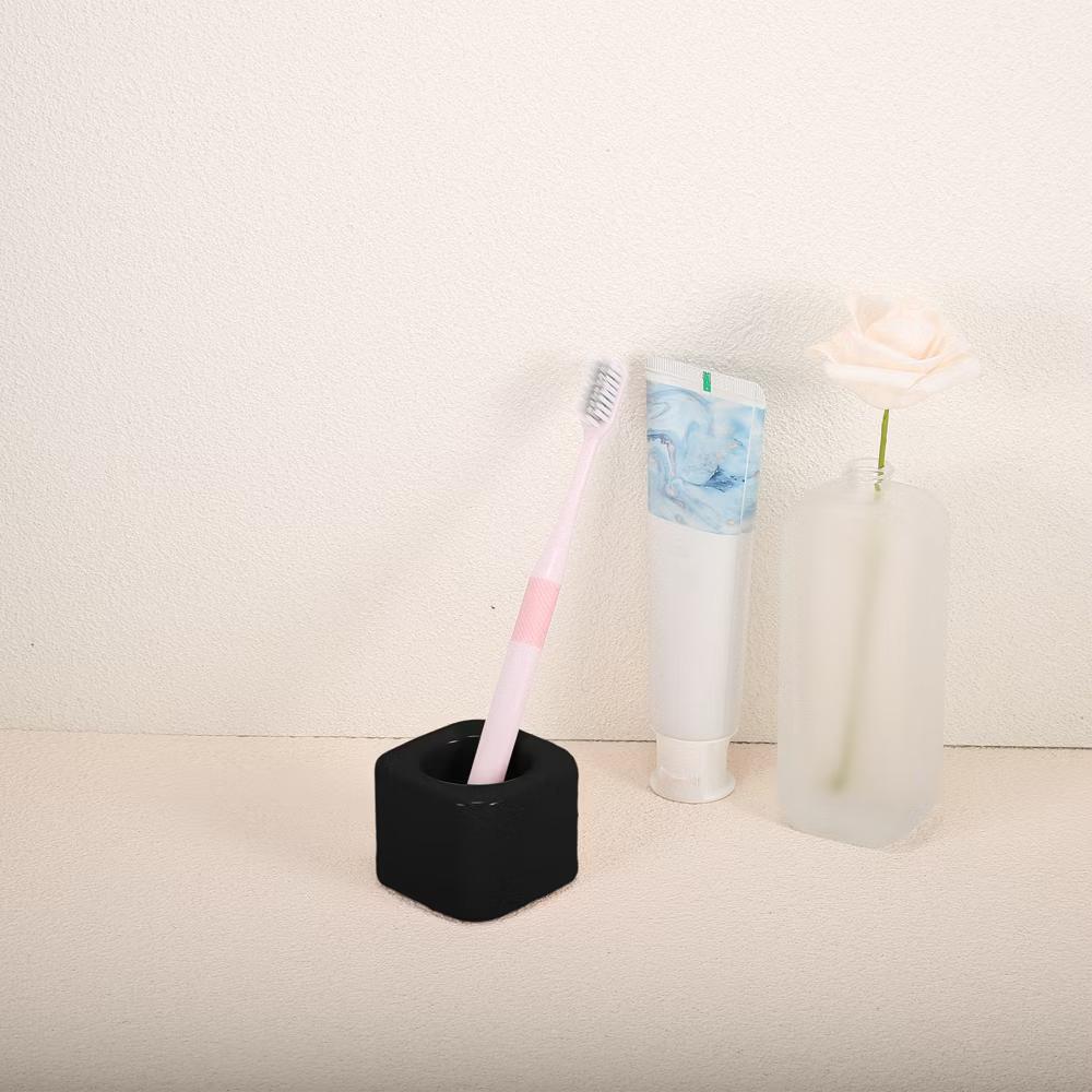 Bathroom Square Mini Ceramic Toothbrush Holder 2.2"x1.73" 2Pcs - Image 4