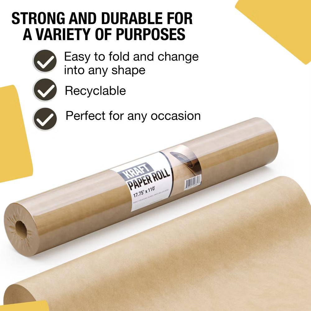 Exquisite Colored Kraft Paper Roll 17.5 In 110 Ft Kraft Wrapping Paper Craft Paper Shipping Paper Kraft Paper Roll Gift Wrap - Image 25