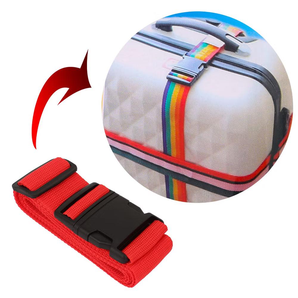 Nylon Luggage Strap Belt Plastic Release Buckle Adjustable Band Red - Image 4