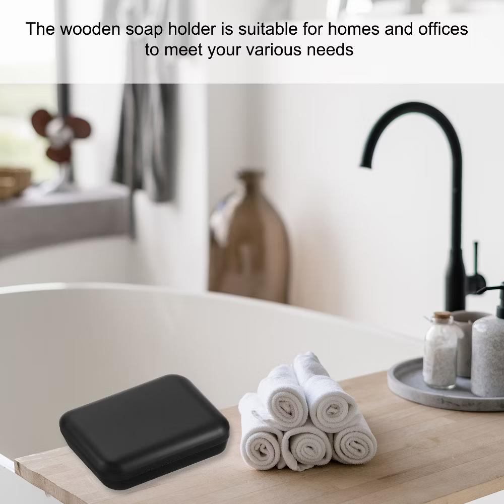 Bamboo Fiber Self-Draining Soap Holder with Lid - Image 5