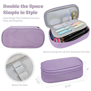 Simple Large Capacity Double Compartment Pencil Case, Pencil Pouch for Stationery Tools