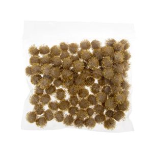 0.5in Beige Glitter Pom Poms for Crafts DIY Art Creative, 100pcs