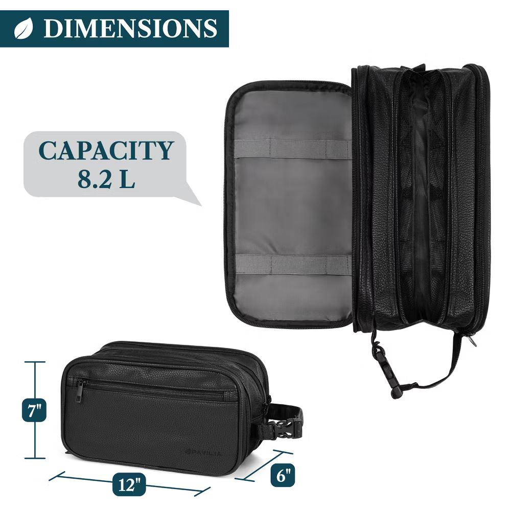 Toiletry Bag for Men, Travel Pouch Essentials Shaving Dopp Kit, Water Resistant Organizer Case Accessories - Image 4